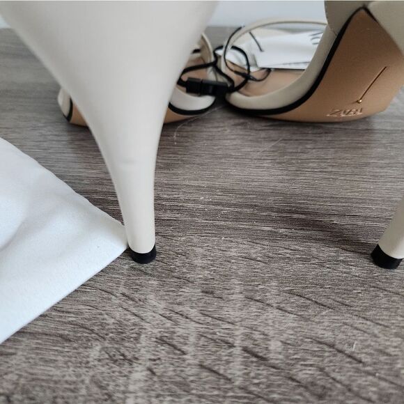 NEW WOMEN'S ZARA SANDALS IVORY COLOR SIZE HEELED ANKLE BRACELET SIZE 10 EU 41 - Picture 3 of 5